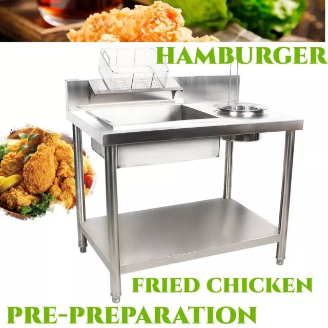 Breading Table-Manual Station Chicken Fish Fried Worktop Prep Station Commercial