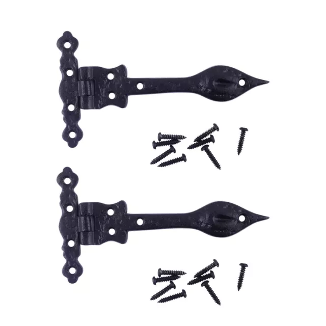 Black Wrought Iron Door Strap Hinge 6" L Flush Mount Pack of 2 Renovators Supply