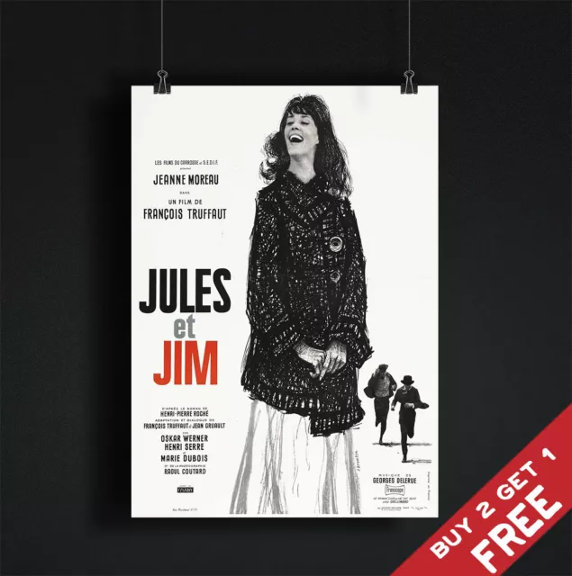 JULES AND JIM *1962 MOVIE POSTER A3 A4 Classic Vintage Film Art Print TRUFFAUT