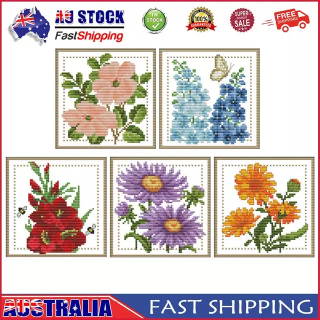 12 Months Flower Cross Stitch Set 14CT Stamped Canvas Printing Home Decoration A