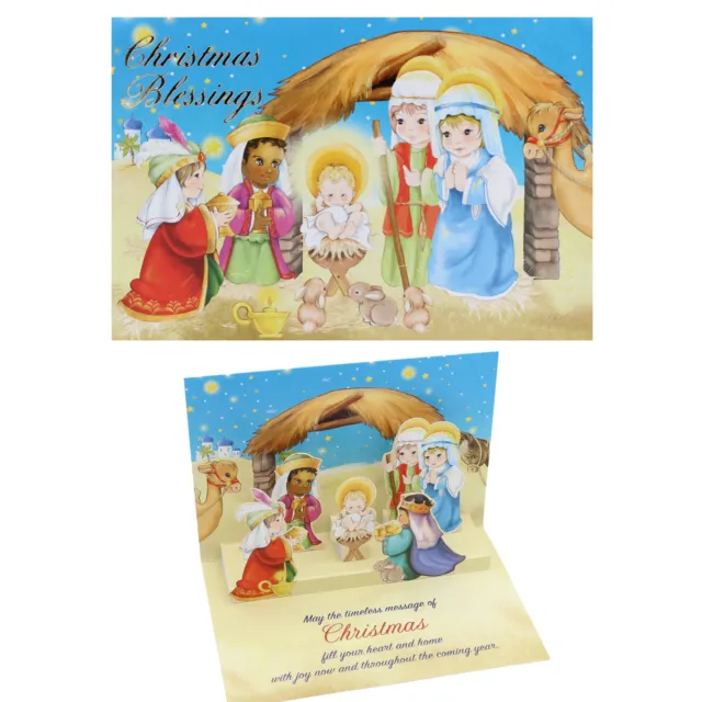 Noël Nativité Pop Up Carte de Vœux avec Enveloppe - Mignon Design
