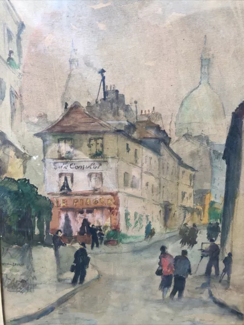 Fernand Guignier (1902-1980) Vue de Montmartre jolie aquarelle datée 1951 sbd