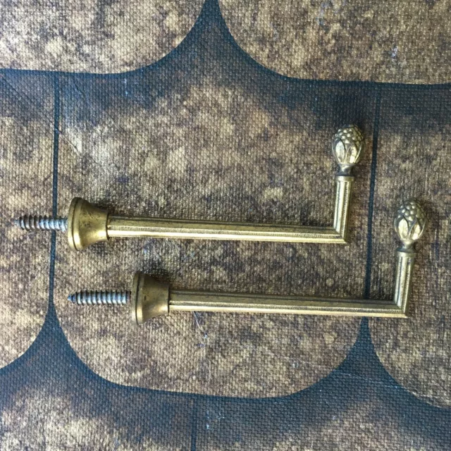 Pair Antique French bronze Curtain hooks/tie backs. Pomme de Pin. 11 cms