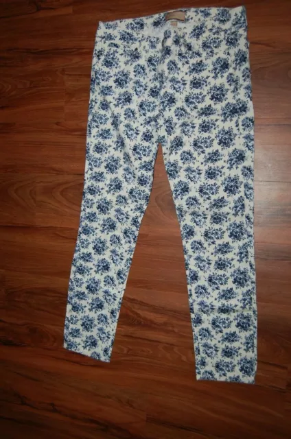 Paige Floral Print Skyline Ankle Peg Skinny Jeans 31 x 28
