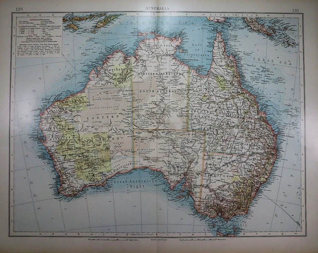 Old (XLG17x22) 1905 Time's Atlas Map ~ AUSTRALIA ~ Free S&H