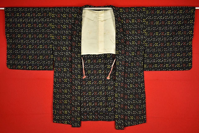 Vintage Japanese Kimono Silk Antique BORO HAORI Kusakizome Woven/B476/435