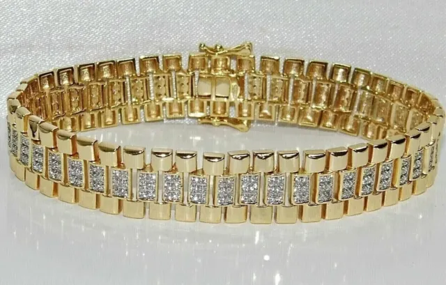 Men's New Tennis Bracelet 14K Yellow Gold Plated Round Cut 10CT Moissanite'''