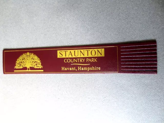 Leather BOOKMARK Staunton Country Park Havant Hampshire Peacock BURGUNDY Unused