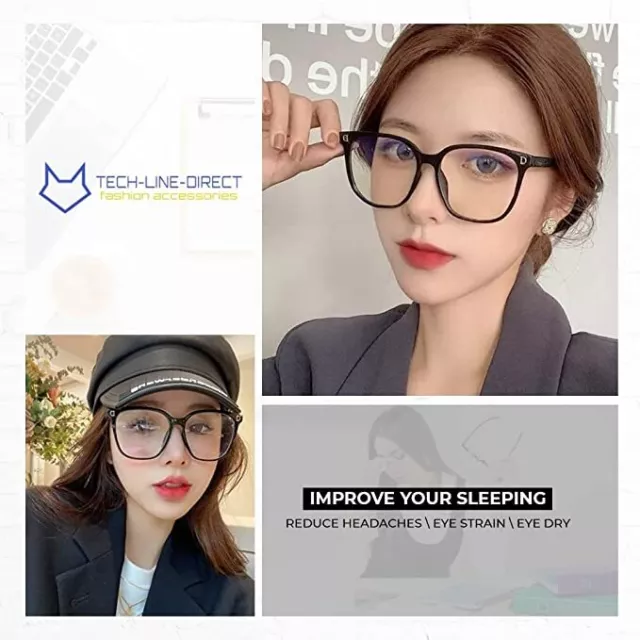 Fashion Ladies Big Frame Square Clear Lens Oversized Computer Glasses For Women 3