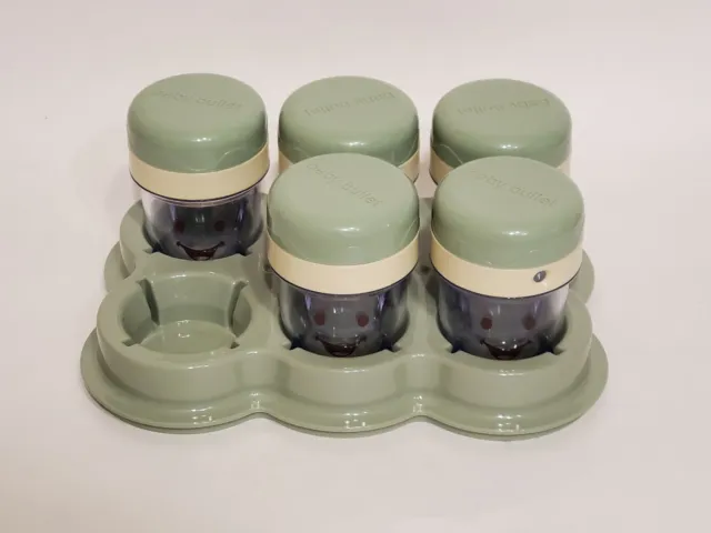 5 Baby Bullet  Blender Food Storage Jars with Lids with Tray - Flash Sale!
