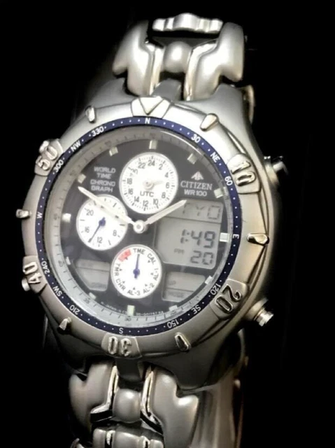 CITIZEN Promaster WR100 World Time Chronograph Men's Wristwatch With Box Used