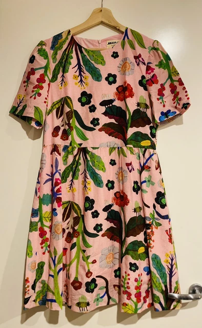 STUNNING PRINT GORMAN X Monika Forsberg Silk Cotton Dress size