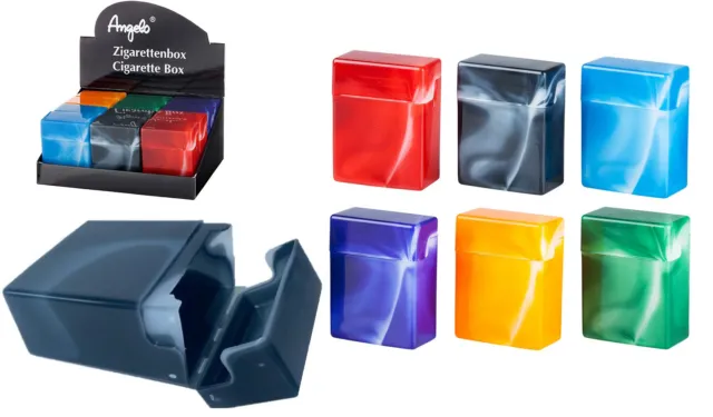 Zigarettenbox XXL für 30 Zigaretten Etui Kunststoff marmoriert ohne Steg  Farbauswahl Vorratspack stabil und sehr leicht (10 BOXEN bunt sortiert) :  : Fashion