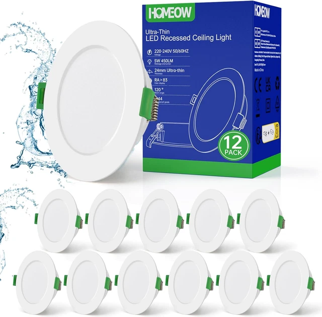 Faretti LED Da Incasso Per Cartongesso 12W, 6500K Bianco Freddo - Pacco Da 10 Con Driver Integrato LEDSCOME