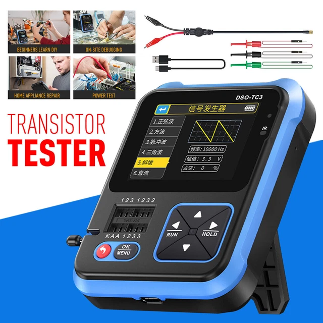 Oscilloscopio Portatile 3 In 1 - 500kHz, Schermo 2.4", Generatore Segnali, Ricaricabile USB - Foto 10