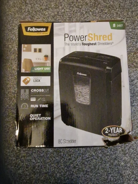 Fellowes Powershred 8C 8 Sheet Cross Cut Personal Paper Shredder, NEW