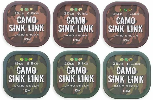 ESP Camo Sinklink Braided Hooklink 10m  *ALL COLOURS*  *PAY 1 POST*