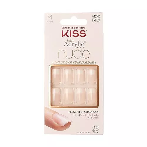 KISS Salon Acrylic French Nude Collection Oval Cashmere 28 Nägel Kleber Datei Ma