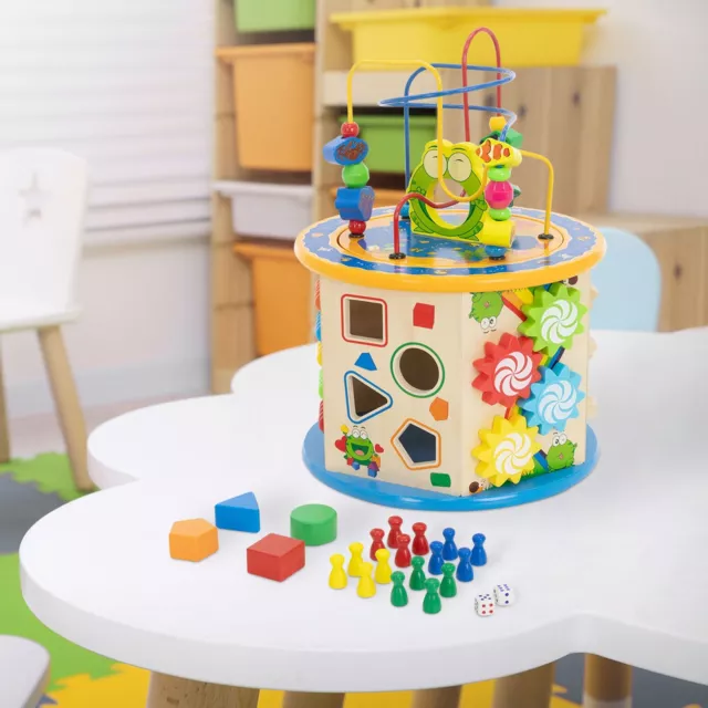 Cube de motricité pour enfants jouet 8 en 1 en bois cubes d'activités éducatif