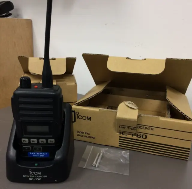 ICOM IC-F60, UHF 450-512, 5W, 128 CH, Battery, Charger, Antenna, Programmed