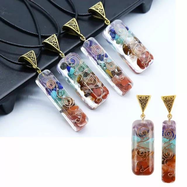 Pendant Necklace Natural Gemstone 7 Chakra Healing Crystal Charm Energy Handmade