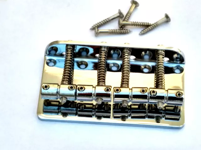 Chrome 4 string electric bass guitar bridge rear mounting strings with screws