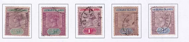 Leeward Islands 1890 5 v alues to 2½d with shades  (J616a)