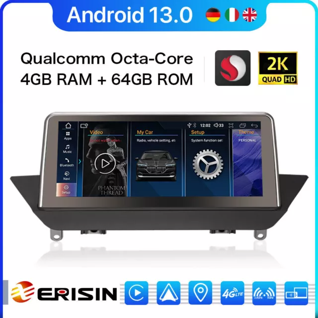 8 Kern Android 13 Qualcomm Navi Autoradio DAB+CarPlay WiFi GPS 4K BMW X1 E84 CIC