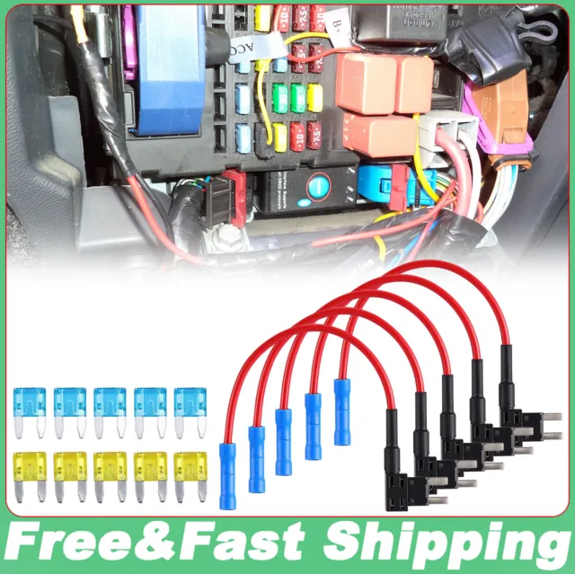 15Pcs Fuse TAP Adapter Kit 12V 20 Amp Car Add Circuit Mini ATM APM Blade Fuse