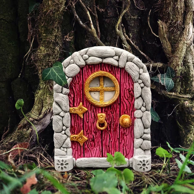 Miniatur Elf Fee Tür Garten Fenster Baum Holzfiguren Kunst Skulptur Handwerk