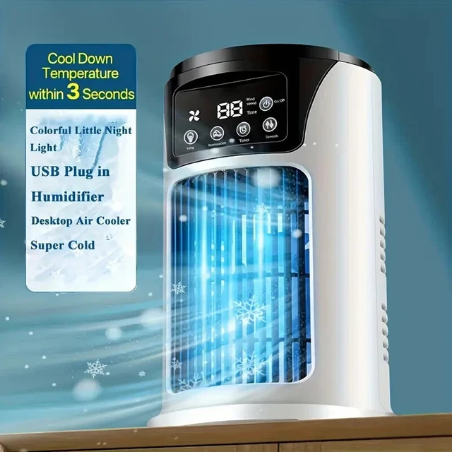Ventilateur Portable 3 En 1 - Refroidisseur, Humidificateur Et Brumisateur - 600ml Blanc