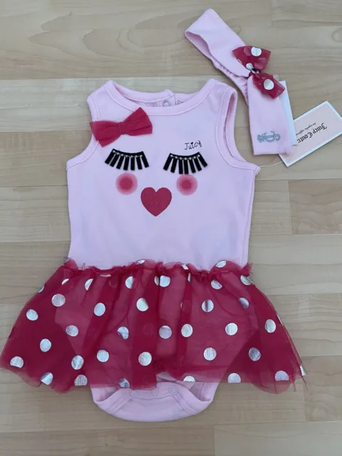 Juicy Couture 6-9 Months Girls Pink Outfit & Headband NWT