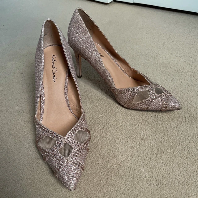 ROLAND CARTIER SHOES Size 5 38 Rose Gold Sparkle Glitter Pointed