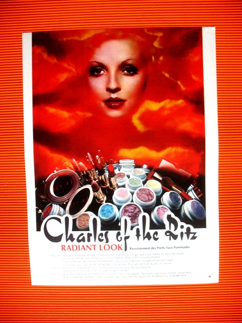 PUBLICITE DE PRESSE CHARLES OF THE RITZ PRODUITS DE BEAUTé VISAGE AD 1972