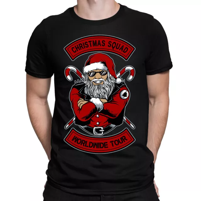 T-shirt uomo Santa Biker Christmas Squad Natale tour mondiale moto