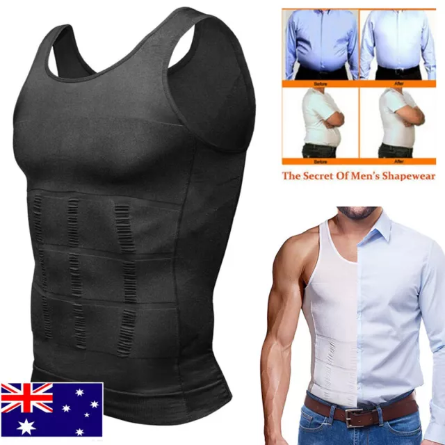 Mens Slimming Body Shaper Underwear Corset Compression Vest Singlet Dad Bod Tops