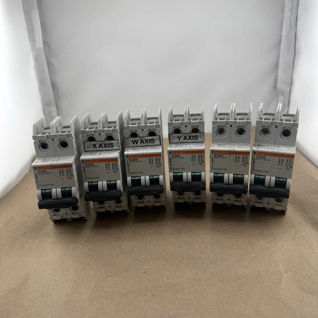 Lot Of 6 Merlin Gerin Circuit Breaker -- C25A Multi 9 C60/60148 -- Used #14 Lot Of 6 Merlin Gerin Circuit Breaker -- C25A Multi 9 C60/60148 -- Used #14