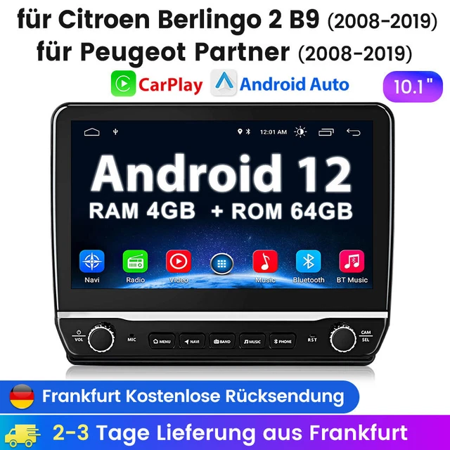 Autoradio Android 9" CarPlay/Android Auto 4G+64G Pour Citroën Berlingo/Peugeot Partner/Rifter/Opel Combo - Neuf Avec Carte Et Caméra