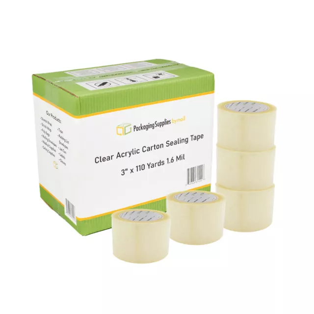 Clear Carton Sealing Packing Shipping Tape 1.6 Mil, 3" x 110 Yards (24 Rolls)