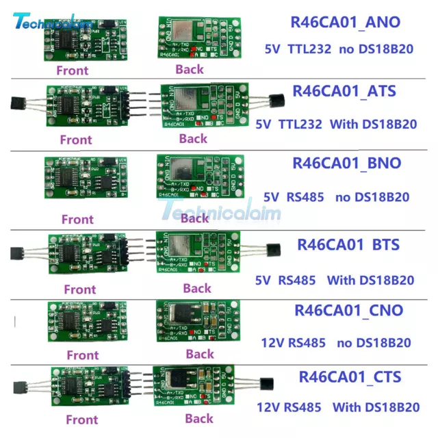 DC5V 12V TTL232 RS485 MODBUS RTU Serial port PLC Temperature Sensor Board