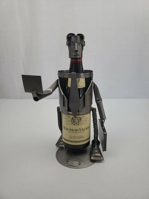H & K STEEL SCULPTURES  “Male Executive” Wine Caddy Holder Suit Laptop Briefcase