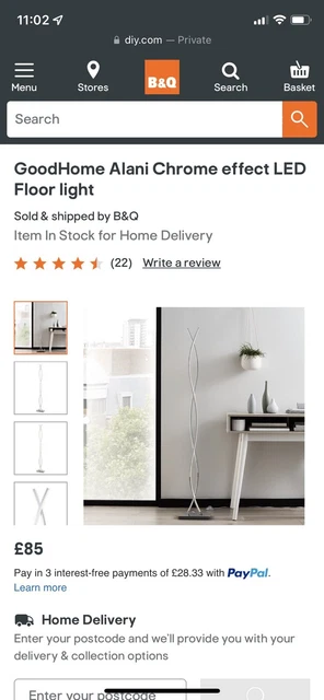 Alani chrome effect shop led floor light