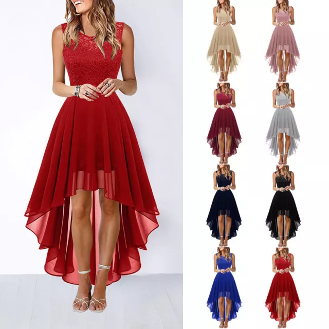 Femmes Dentelle Mariage Habillé Soirée Fête Robe Boule Demoiselle Honneur B *