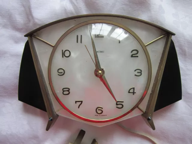 Metamec Mantle Clock Onyx Vintage Retro Plug Art Deco Made In England Electric