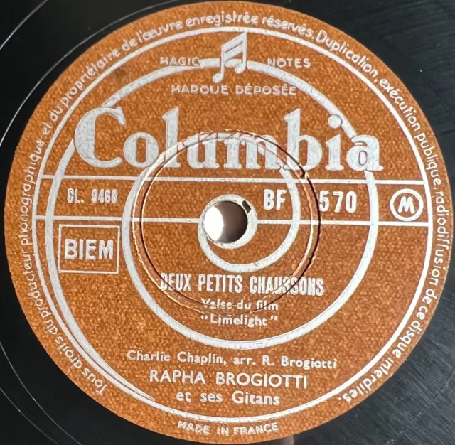 Rapha Brogiotti et ses Gitans : Deux petits chaussons 78 RPM COLUMBIA BF 570