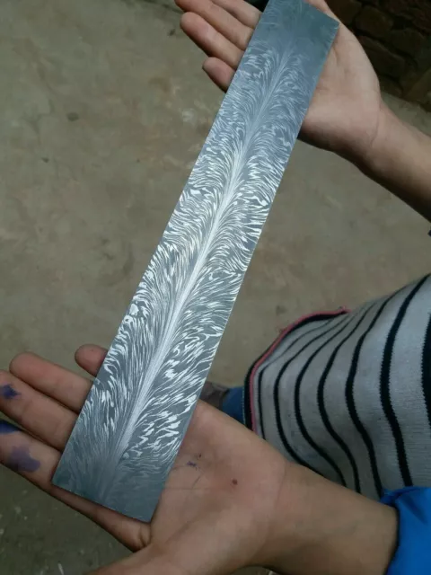 Damascus Steel Custom Handmade Feather Pattern Billet Blank 12" For Knife Making