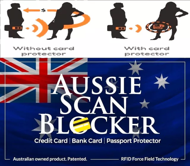 2 x AUSSIE SCAN BLOCKER  RFID BLOCKING | PROTECT AGAINST STOLEN IDENTITY THEFT .