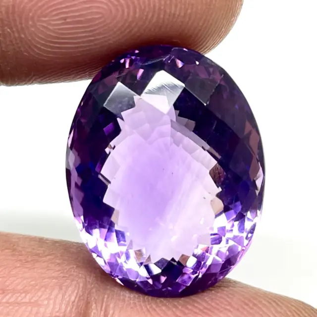 VVS 30.70 Cts Natural Amethyst Rich Purple Oval Checker Cut Sparkling Gemstone