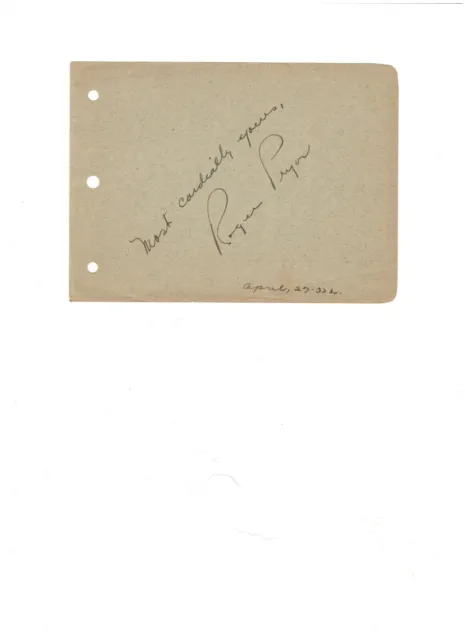 Actor Roger Pryor Autograph On Album Page