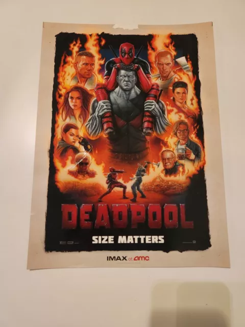 DEADPOOL Original Promo Movie Poster 9.5"x13" IMAX 2015 AMC Ryan Reynolds MARVEL